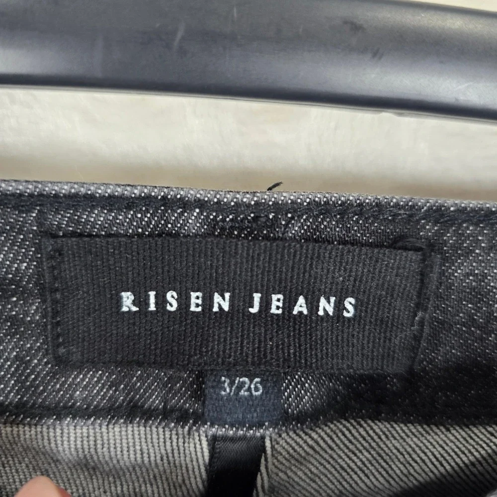 Risen Jeans Womens Washed Black High Rise Wide Leg Frayed Hem Denim RDP1025 3/26